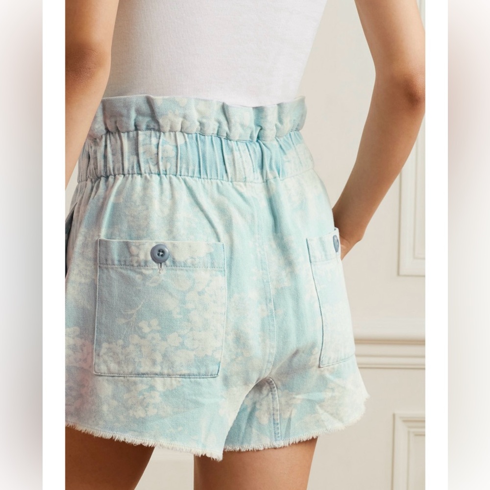 The GREAT The Midland frayed floral denim shorts - Picture 3 of 8